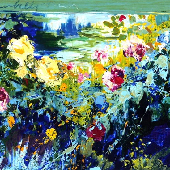 ホアキン・トレンツ・リャドの絵画作品　タイトルは、バガテルの薔薇 Flores de bagatelle